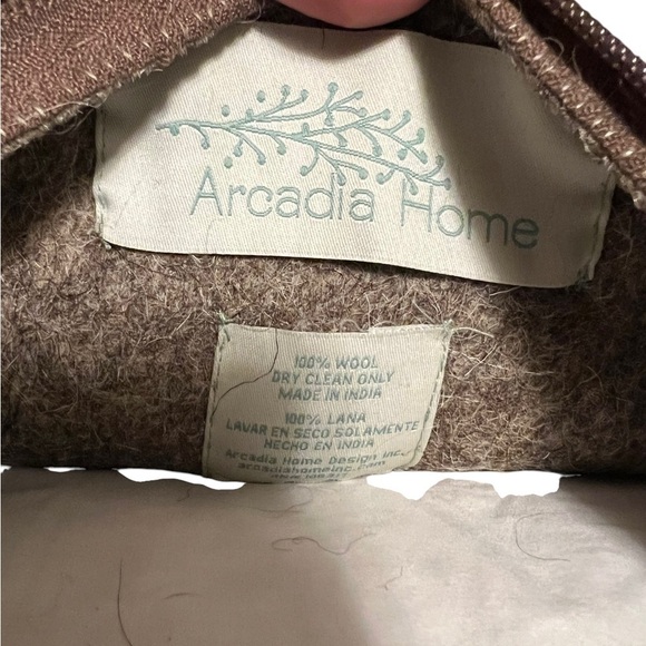 Hand Felted Wool Christmas Pillow - JOY Wreath in Natural Gray - 20" - Picture 2 of 5